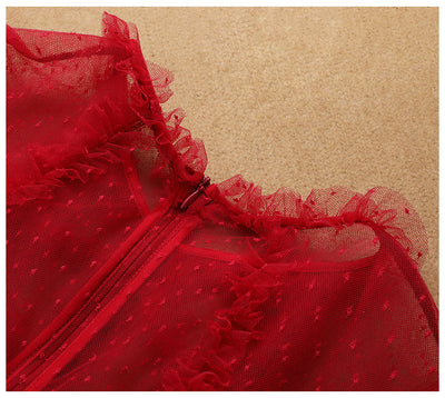 Vestido Rojo Elegante de Novia con Mangas Largas para Dama - Image 18