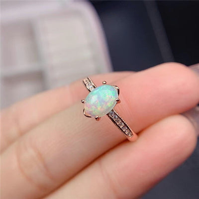 Anillo de Ópalo Natural Multicolor en Plata 925 Chapada en Oro - Image 6