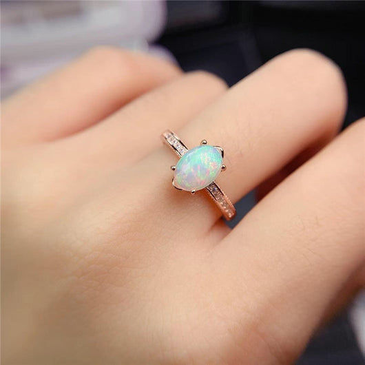 Anillo de Ópalo Natural Multicolor en Plata 925 Chapada en Oro - Image 7