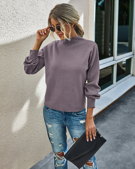 Suéter Tejido de Cuello Alto para Mujer - Colores Lisos - Image 31