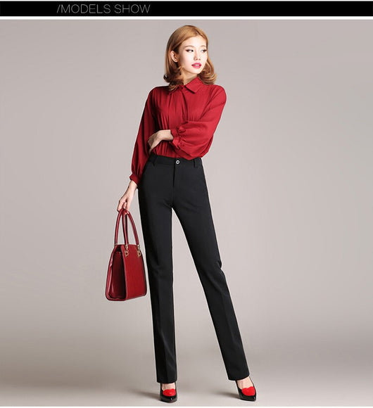 Pantalón de Vestir Ancho Talla Grande para Mujer - Estilo Casual Elegante - Image 9