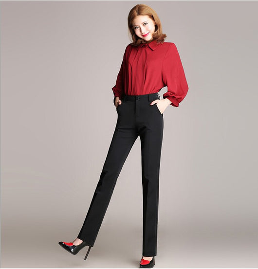 Pantalón de Vestir Ancho Talla Grande para Mujer - Estilo Casual Elegante - Image 10