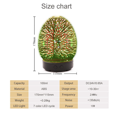 Red egg-shaped ultrasonic air humidifier with a 3D infinity mirror effect featuring glowing dragonfly patterns on a white base. - Image 4