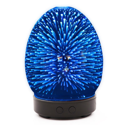 Red egg-shaped ultrasonic air humidifier with a 3D infinity mirror effect featuring glowing dragonfly patterns on a white base. - Image 11