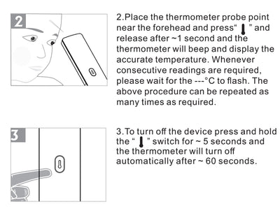 Two black full-screen infrared thermometers with digital displays showing 36.5 °C, one upright and one tilted. - Image 18