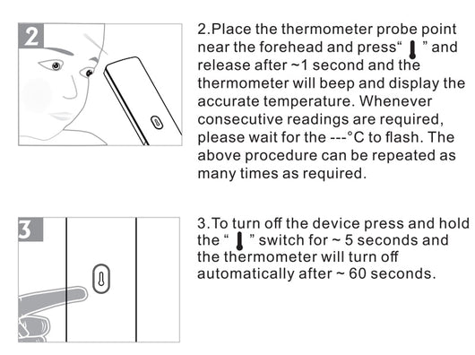 Two black full-screen infrared thermometers with digital displays showing 36.5 °C, one upright and one tilted. - Image 18