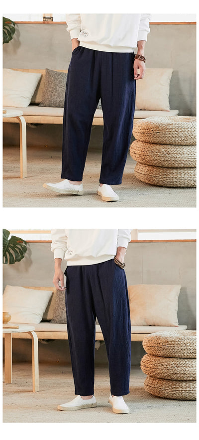 Pantalones de Lino Rectos Talla Holgada para Joven - Image 9