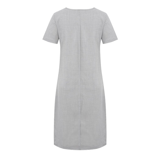 Vestido Suelto de Lino y Algodón con Bolsillos - Manga Corta Cuello Redondo - Image 19