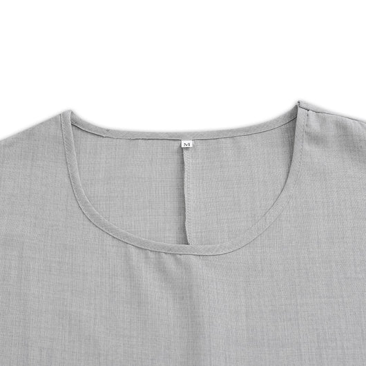 Vestido Suelto de Lino y Algodón con Bolsillos - Manga Corta Cuello Redondo - Image 20