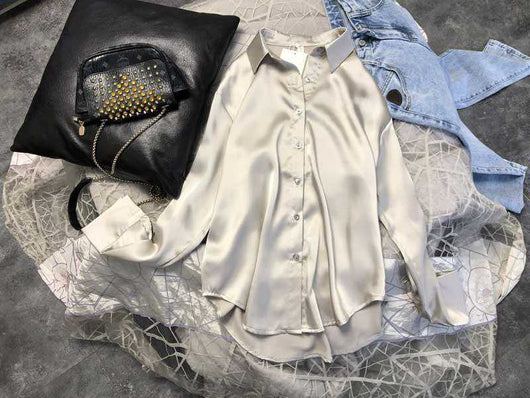 Blusa Satinada Coreana Corte Holgado - Image 7