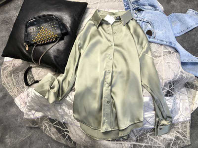 Blusa Satinada Coreana Corte Holgado - Image 8
