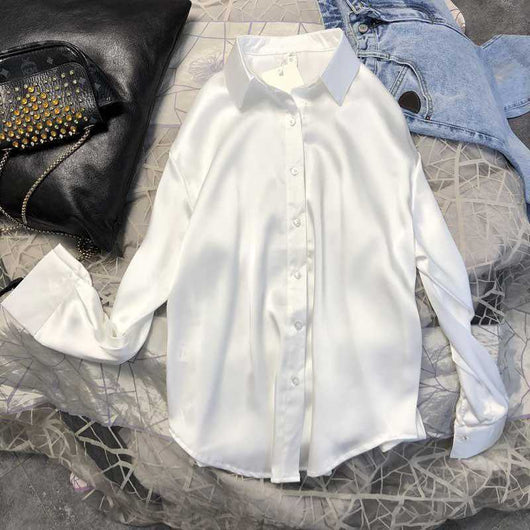Blusa Satinada Coreana Corte Holgado - Image 10