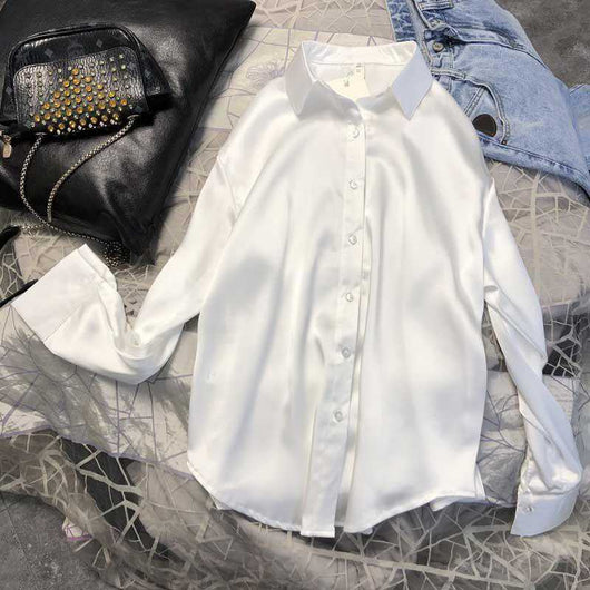 Blusa Satinada Coreana Corte Holgado - Image 11