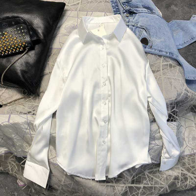 Blusa Satinada Coreana Corte Holgado - Image 13