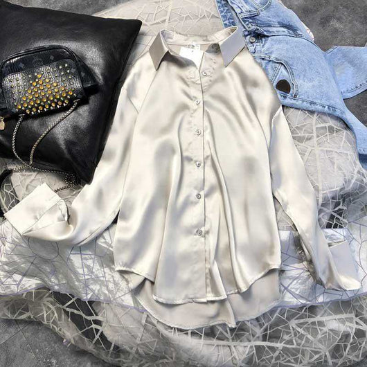 Blusa Satinada Coreana Corte Holgado - Image 17