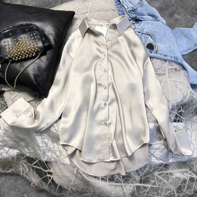 Blusa Satinada Coreana Corte Holgado - Image 18