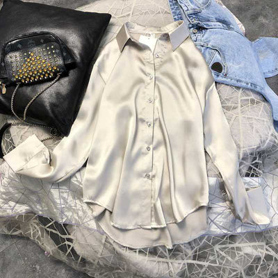 Blusa Satinada Coreana Corte Holgado - Image 19