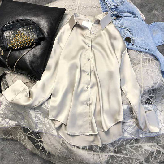 Blusa Satinada Coreana Corte Holgado - Image 19