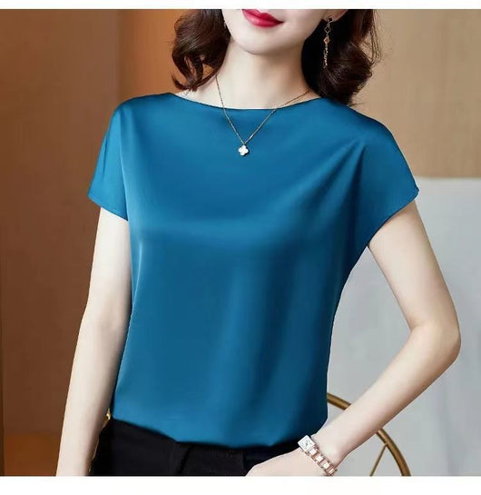 Blusa de Satén Manga Corta - Prenda Base Premium para Mujer - Image 8