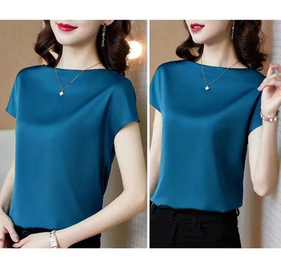 Blusa de Satén Manga Corta - Prenda Base Premium para Mujer - Image 10