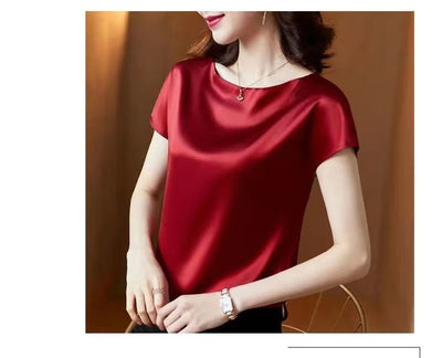 Blusa de Satén Manga Corta - Prenda Base Premium para Mujer - Image 12