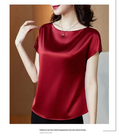 Blusa de Satén Manga Corta - Prenda Base Premium para Mujer - Image 13