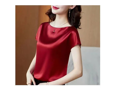 Blusa de Satén Manga Corta - Prenda Base Premium para Mujer - Image 14