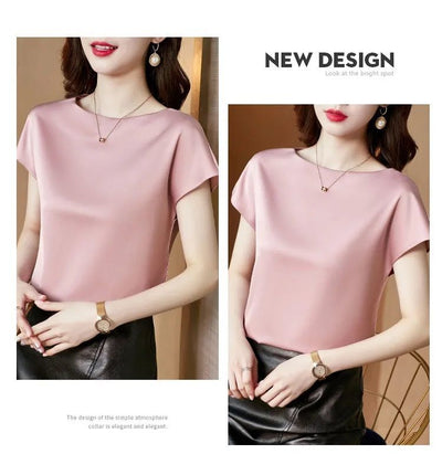 Blusa de Satén Manga Corta - Prenda Base Premium para Mujer - Image 15