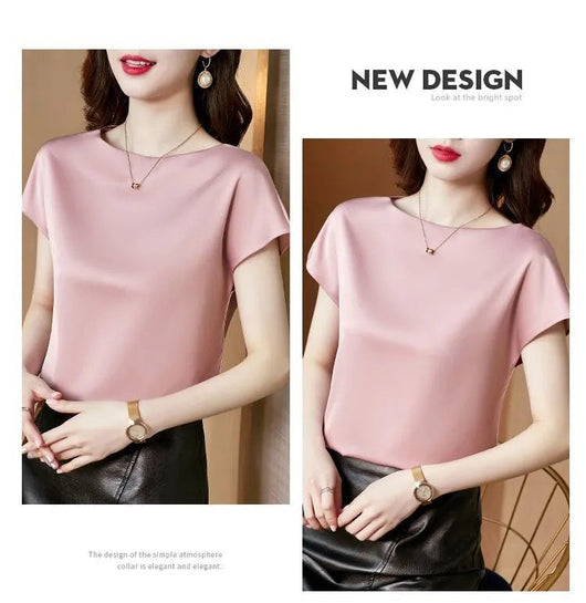 Blusa de Satén Manga Corta - Prenda Base Premium para Mujer - Image 15