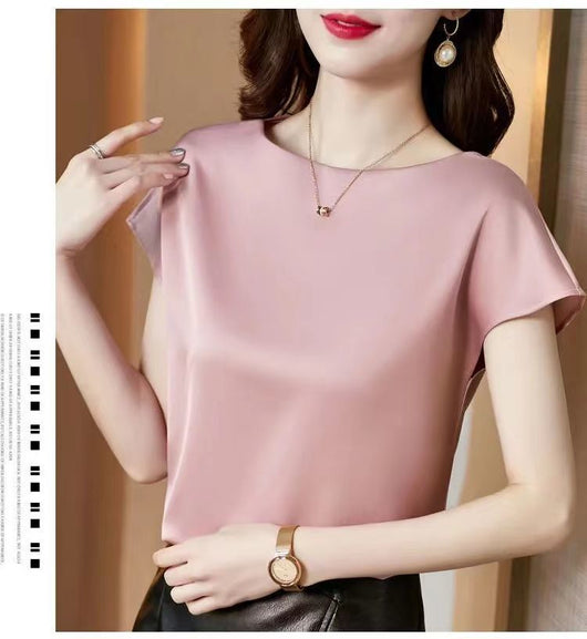 Blusa de Satén Manga Corta - Prenda Base Premium para Mujer - Image 17