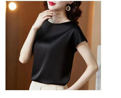 Blusa de Satén Manga Corta - Prenda Base Premium para Mujer - Image 18