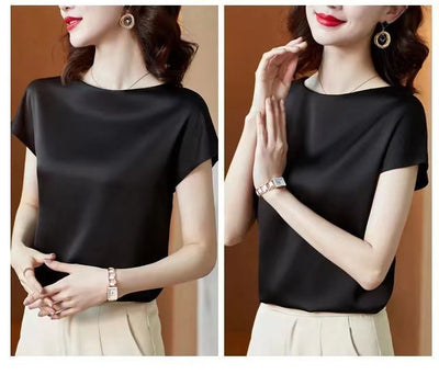 Blusa de Satén Manga Corta - Prenda Base Premium para Mujer - Image 19