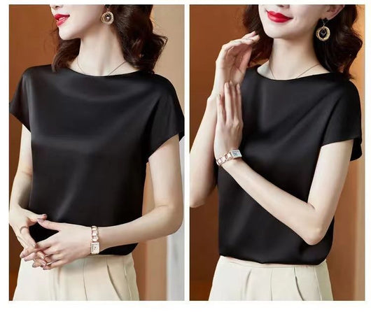 Blusa de Satén Manga Corta - Prenda Base Premium para Mujer - Image 19