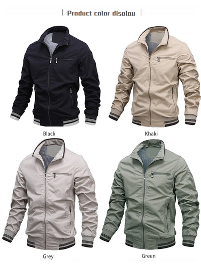 Chaqueta Casual de Algodón Teñida Sólida para Hombre - Image 8