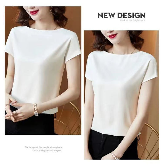 Blusa de Satén Manga Corta - Prenda Base Premium para Mujer - Image 22