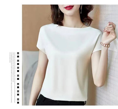 Blusa de Satén Manga Corta - Prenda Base Premium para Mujer - Image 23