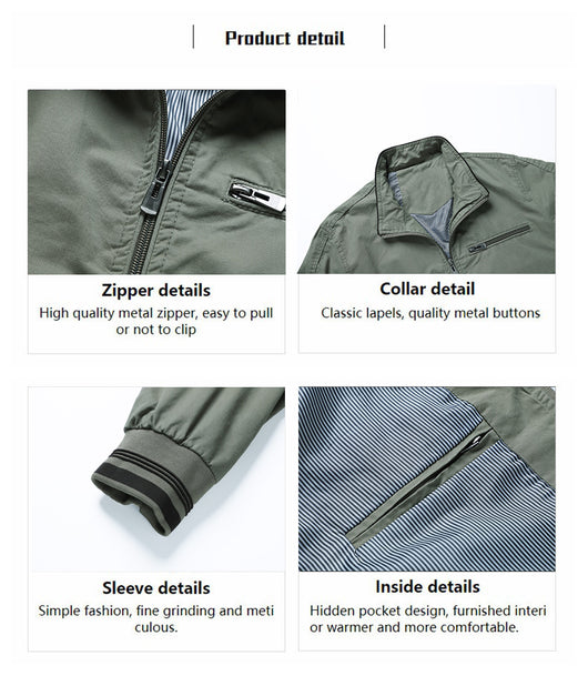 Chaqueta Casual de Algodón Teñida Sólida para Hombre - Image 9