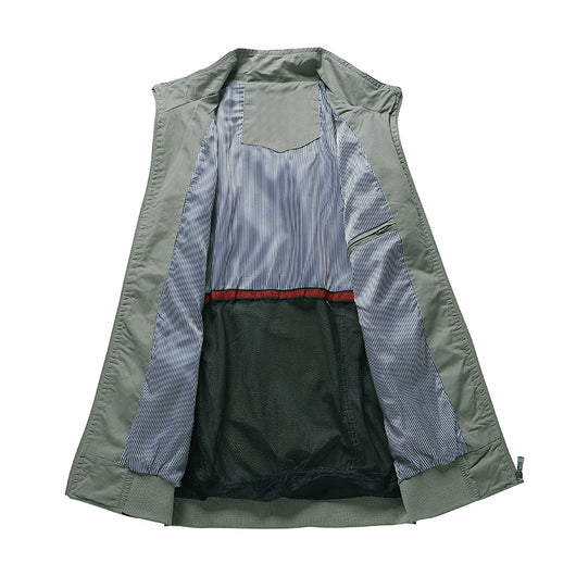 Chaqueta Casual de Algodón Teñida Sólida para Hombre - Image 11