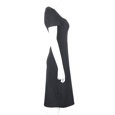 Vestido Elegante Cuello Cuadrado con Cintura Plisada Ajustado - Image 17