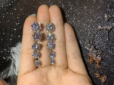 Aretes de Diamante Moissanita Platino Importados Diseño Copo de Nieve - Image 14