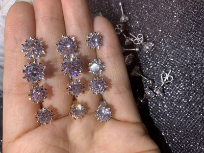 Aretes de Diamante Moissanita Platino Importados Diseño Copo de Nieve - Image 15