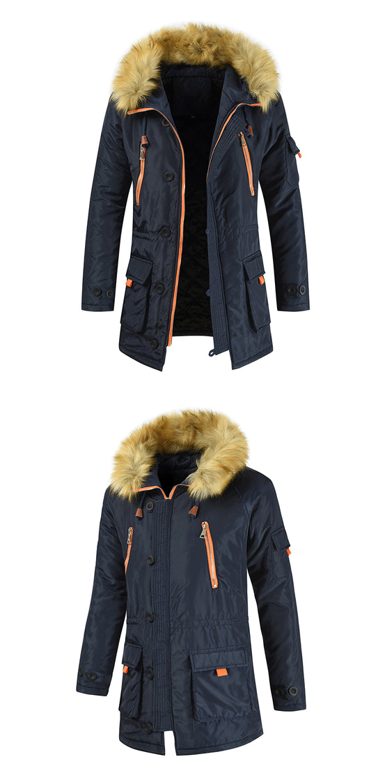 Abrigo de Algodón con Cuello de Pelaje Oversized para Parejas - Image 6