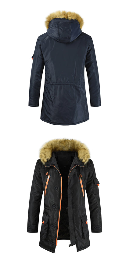 Abrigo de Algodón con Cuello de Pelaje Oversized para Parejas - Image 7