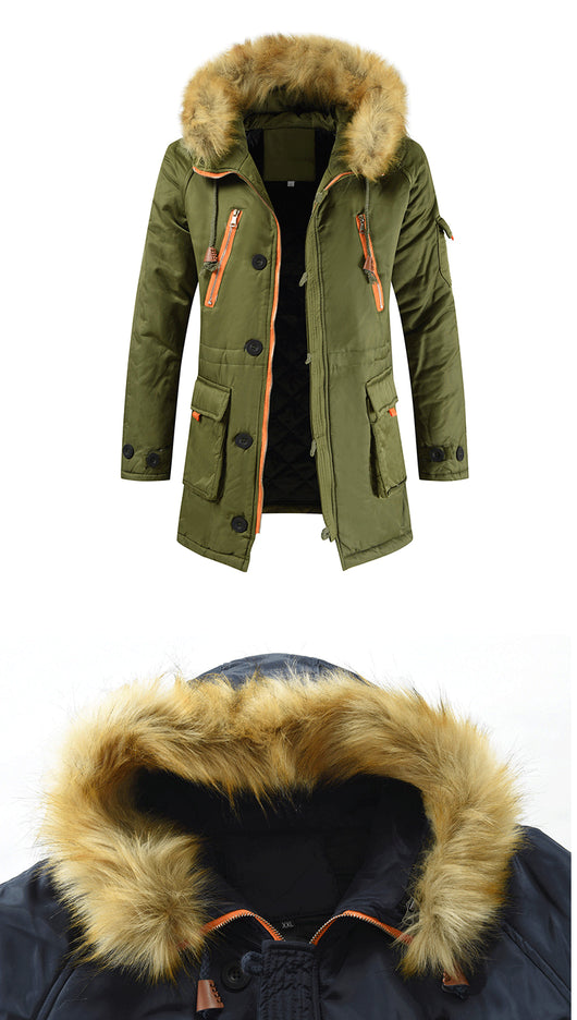 Abrigo de Algodón con Cuello de Pelaje Oversized para Parejas - Image 8