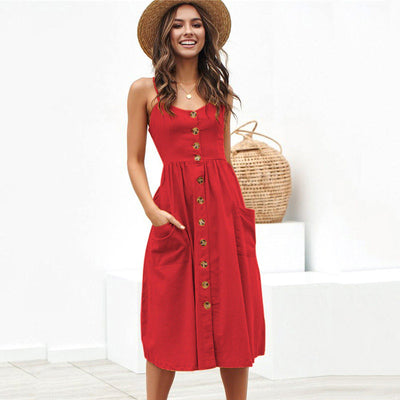 Vestido Halter Sexy con Tirantes y Botones para Mujer - Image 8