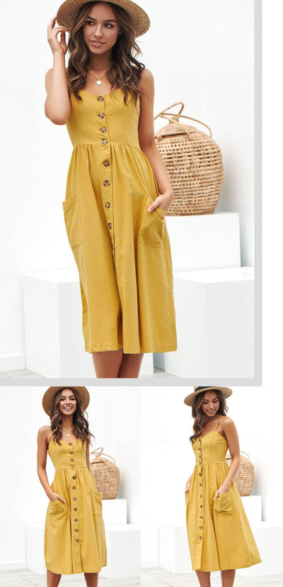 Vestido Halter Sexy con Tirantes y Botones para Mujer - Image 9