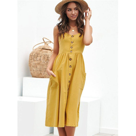 Vestido Halter Sexy con Tirantes y Botones para Mujer - Image 10