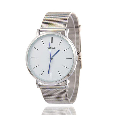 Reloj de Malla Acero Inoxidable Geneva Ultra Delgado para Hombres y Mujeres Negocios - Image 10