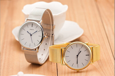 Reloj de Malla Acero Inoxidable Geneva Ultra Delgado para Hombres y Mujeres Negocios - Image 15