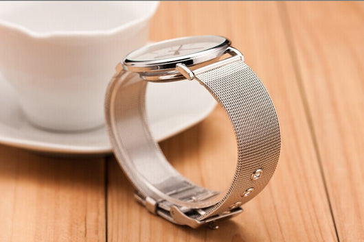 Reloj de Malla Acero Inoxidable Geneva Ultra Delgado para Hombres y Mujeres Negocios - Image 16